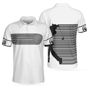 Black and White Stripes Barcode Golfing Polo Shirt Golfer Hard Swing Polo Shirt Best Golf Shirt For Men - 1