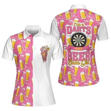 Im A Darts And Beer Kinda Girl Short Sleeve Women Polo Shirt Funny Ladies Darts Shirt Darts Gift For Women - 1