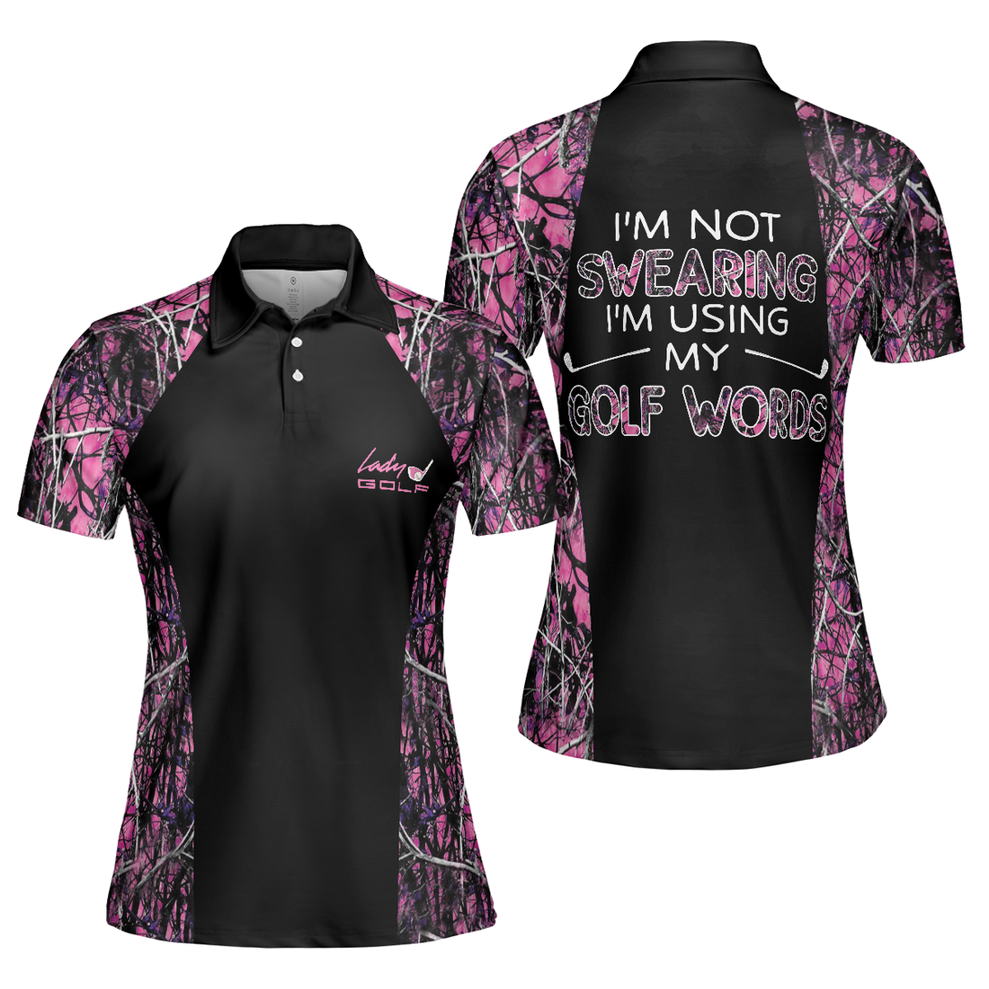 Im Not Swearing Im Using My Golf Words Camouflage Pattern Golf Short Sleeve Women Polo Shirt Golf Shirt For Ladies - 1