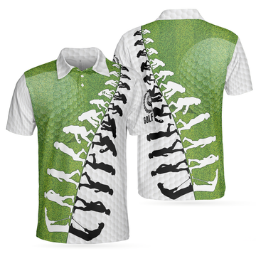 The Evolution Of Golfer Through Generations Golf Polo Shirt White And Green Golf Shirt For Men - 1