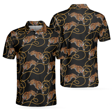 Tiger Line Polo Shirt Cool Tiger Polo Shirt For Men Tiger Shirt Short Sleeve Gift For Tiger Lover - 1