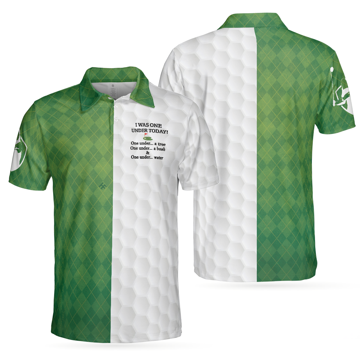 I Was One Under Today Golf Polo Shirt White And Green Golfing Shirt Gift Idea For Male Players - 1