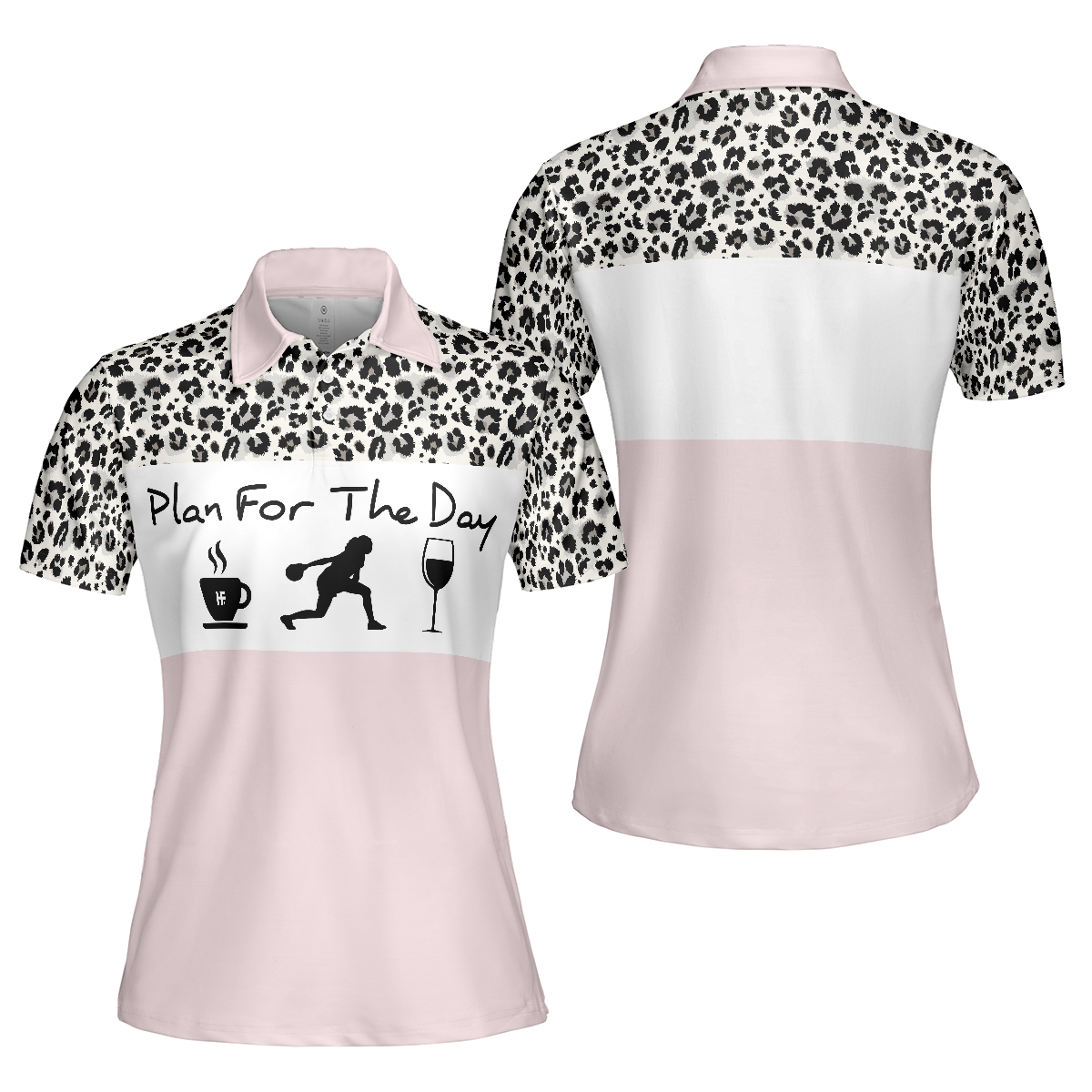 Plan For Bowling Short Sleeve Women Polo Shirt Leopard Pattern Polo Shirt For Ladies Best Bowling Gift For Female - 1