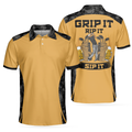 Grip It Rip It Sip It Golf Polo Shirt Skull Pattern Shirt For Halloween Scary Gift Idea For Golfers - 1