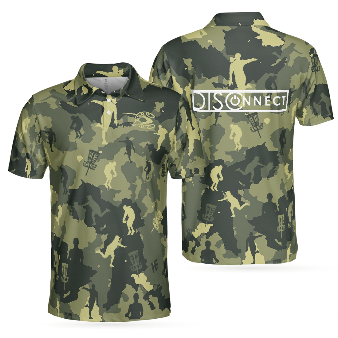 Custom Camouflage Texture Disc Golf Polo Shirt - 1