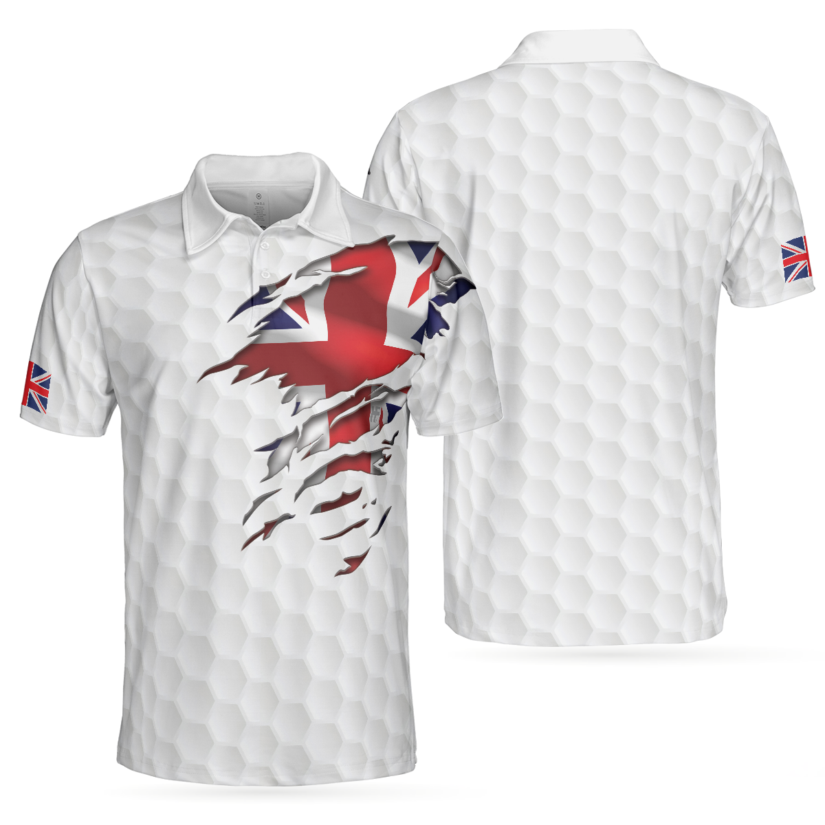 Golf Texture United Kingdom Polo Shirt Great Britain Union Jack Polo Shirt UK Golf Shirt For Men - 1