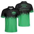 Stupid Tree Funny Definition Polo Shirt Black And Green Pine Forest Polo Shirt For Men - 1