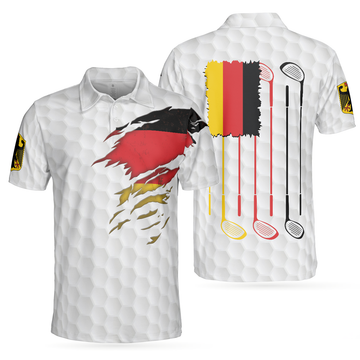 Golf Germany Flag Polo Shirt White Golf Pattern Polo Shirt German Golf Shirt For Men - 1