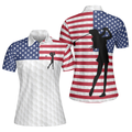 Premium American Golfer Female Version Short Sleeve Women Polo Shirt American Flag Golf Shirt For Ladies Cool Female Golf Gift - 1