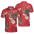 Casino Pattern Red Short Sleeve Polo Shirt Roulette Wheel Polo Shirt Best Casino Shirt For Men - 1