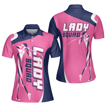 Lady Squad Golf Girl V2 Short Sleeve Women Polo Shirt Pink Golf Shirt For Ladies Cool Golf Gift For Women - 1