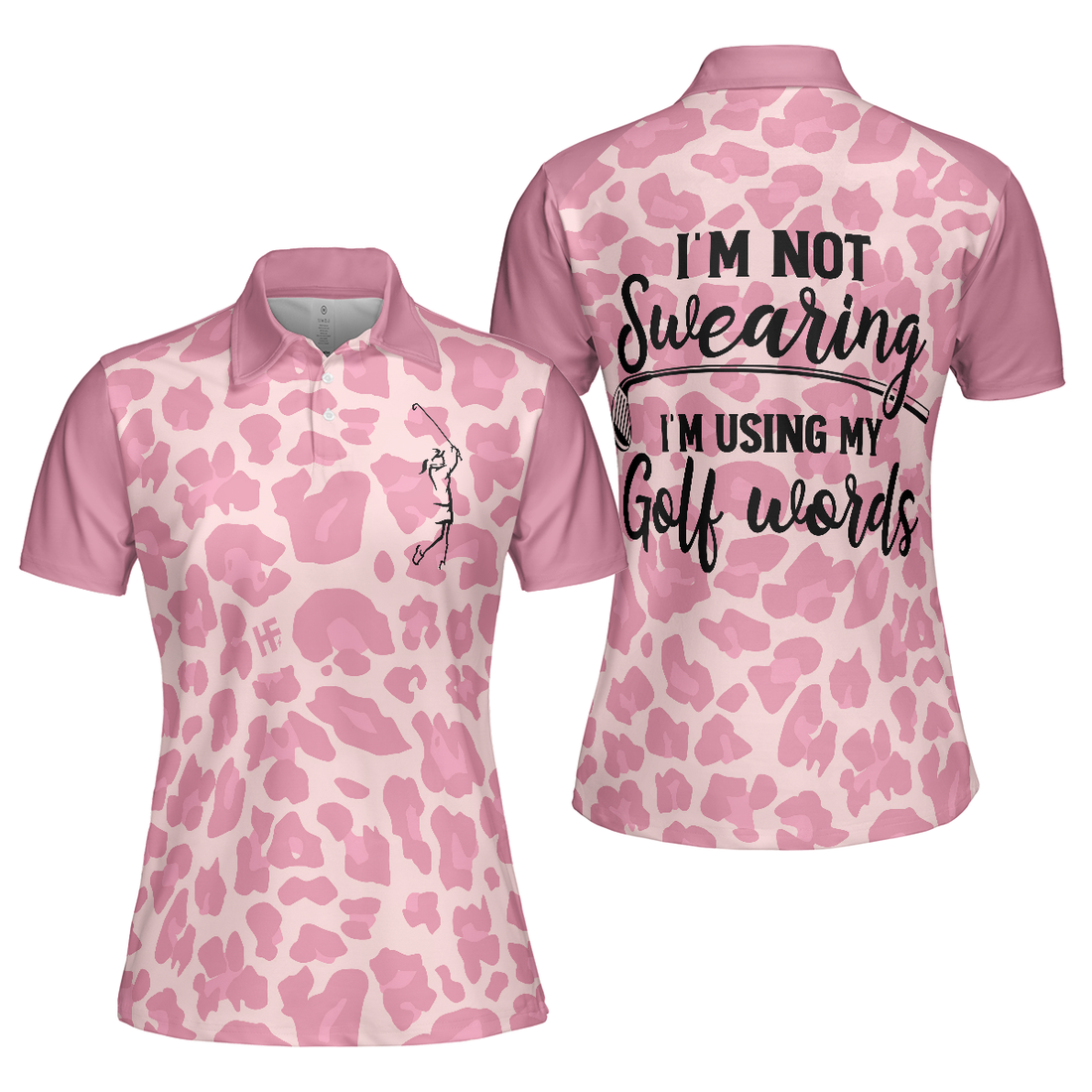 Golf Women Short Sleeve Women Polo Shirt Pink Leopard Shirt For Golf Ladies Funny Golf Shirt With Sayings - 1