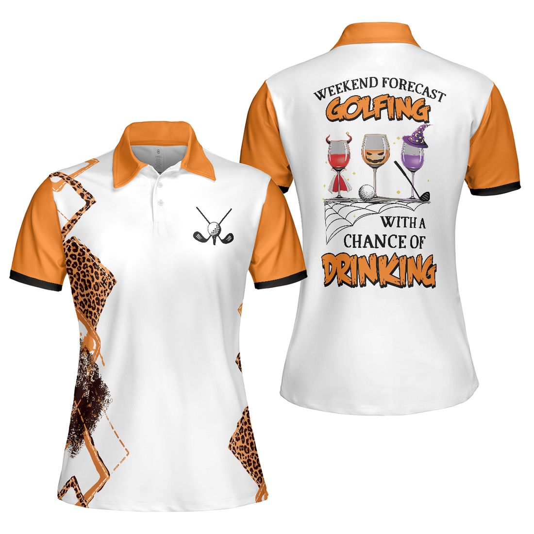 Weekend Forecast Golfing With A Chance Of Drinking Golf Short Sleeve Women Polo Shirt Halloween Gift For Female Golfers - 1