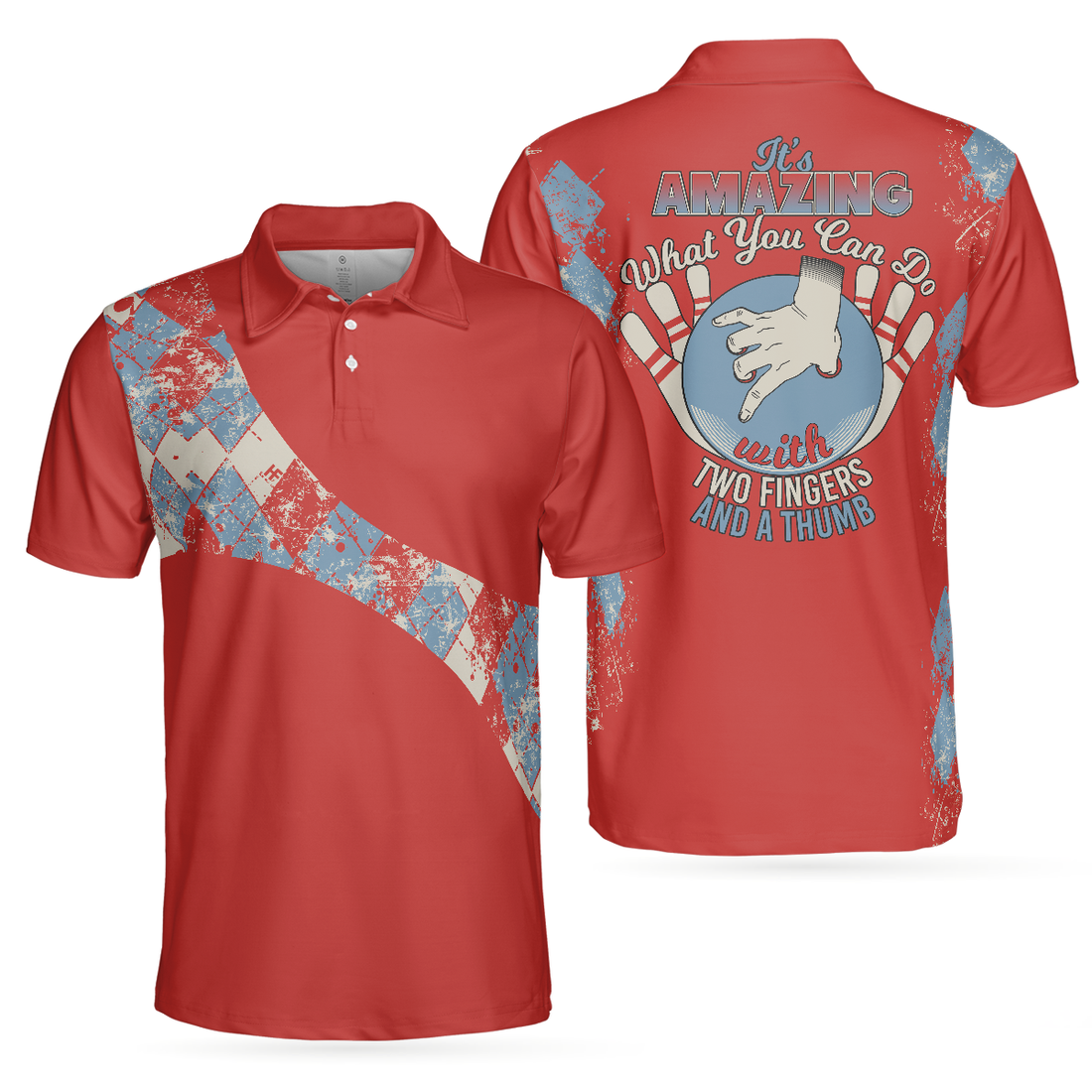 Its Amazing What You Can Do With Two Fingers  A Thumb Bowling Polo Shirt - 1