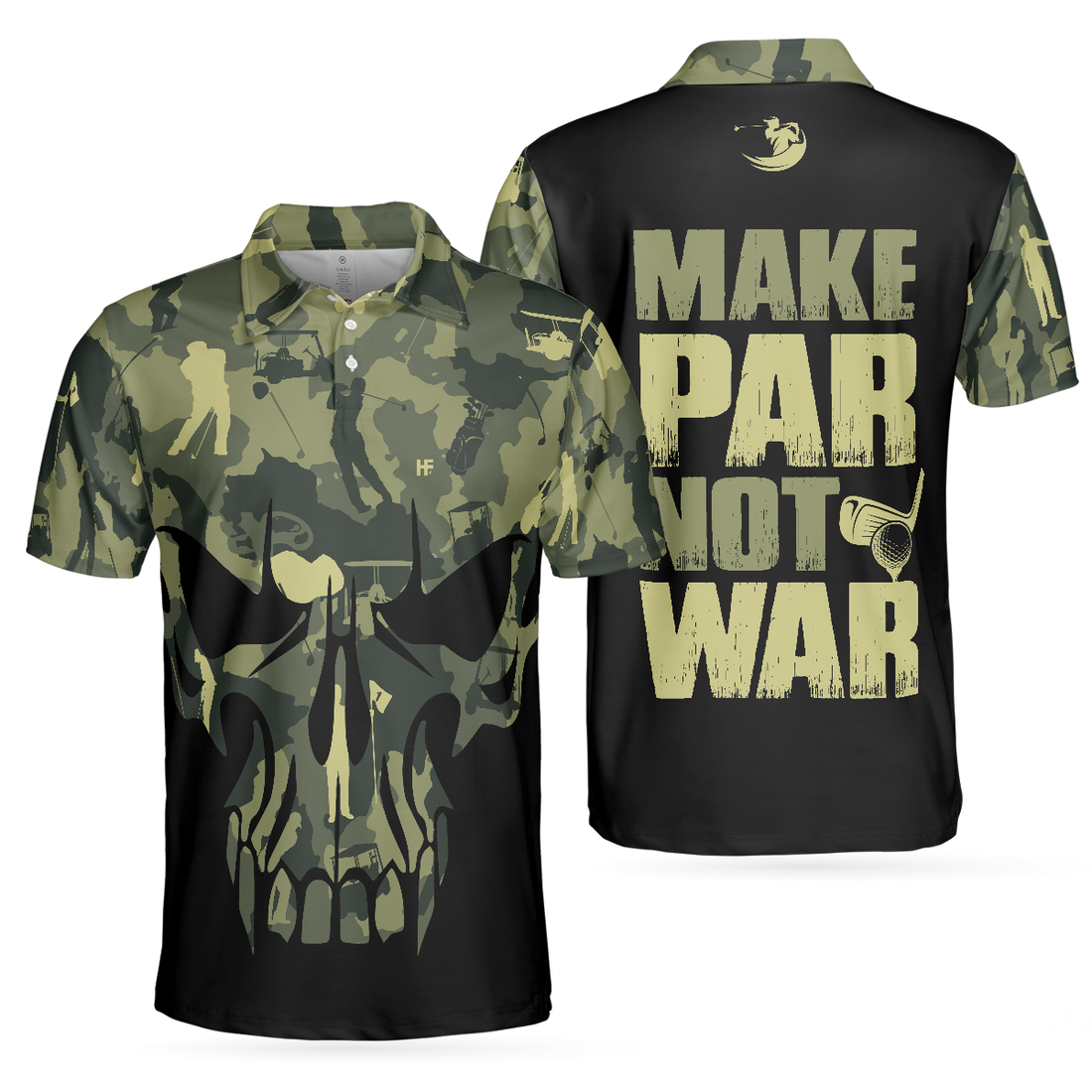 Make Par Not War Polo Shirt Camouflage Pattern Golf Shirt For Veterans Golf Gift Idea For Military Dad - 1
