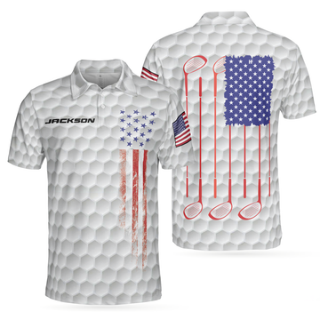 Personalized Golf 4th Of July Custom Polo Shirt Personalized White American Flag Golf Shirt For Men - 1