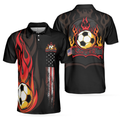 Soccer Flame Short Sleeve Black Polo Shirt Black American Flag Polo Shirt Best Soccer Shirt For Men - 1