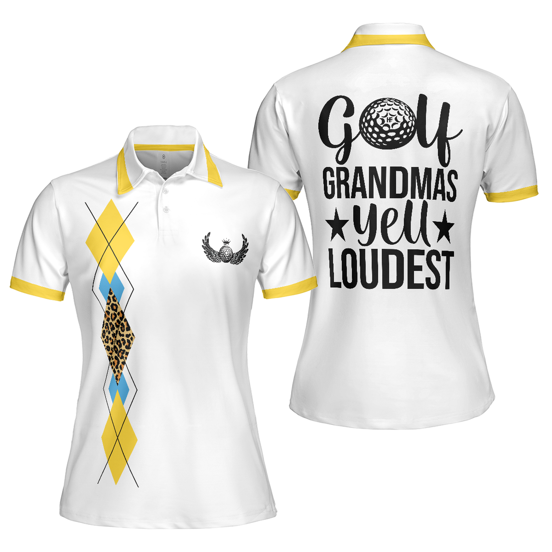 Golf Grandmas Yell Loudest Golf Short Sleeve Women Polo Shirt Funny Yellow And White Golf Shirt For Ladies - 1