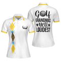 Golf Grandmas Yell Loudest Golf Short Sleeve Women Polo Shirt Funny Yellow And White Golf Shirt For Ladies - 1