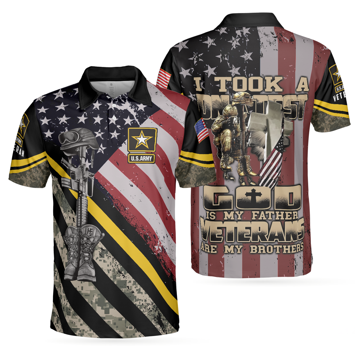 US Army Veteran DNA Polo Shirt American Flag Veteran Polo Shirt For Adults Best Gift Idea For Veterans - 1