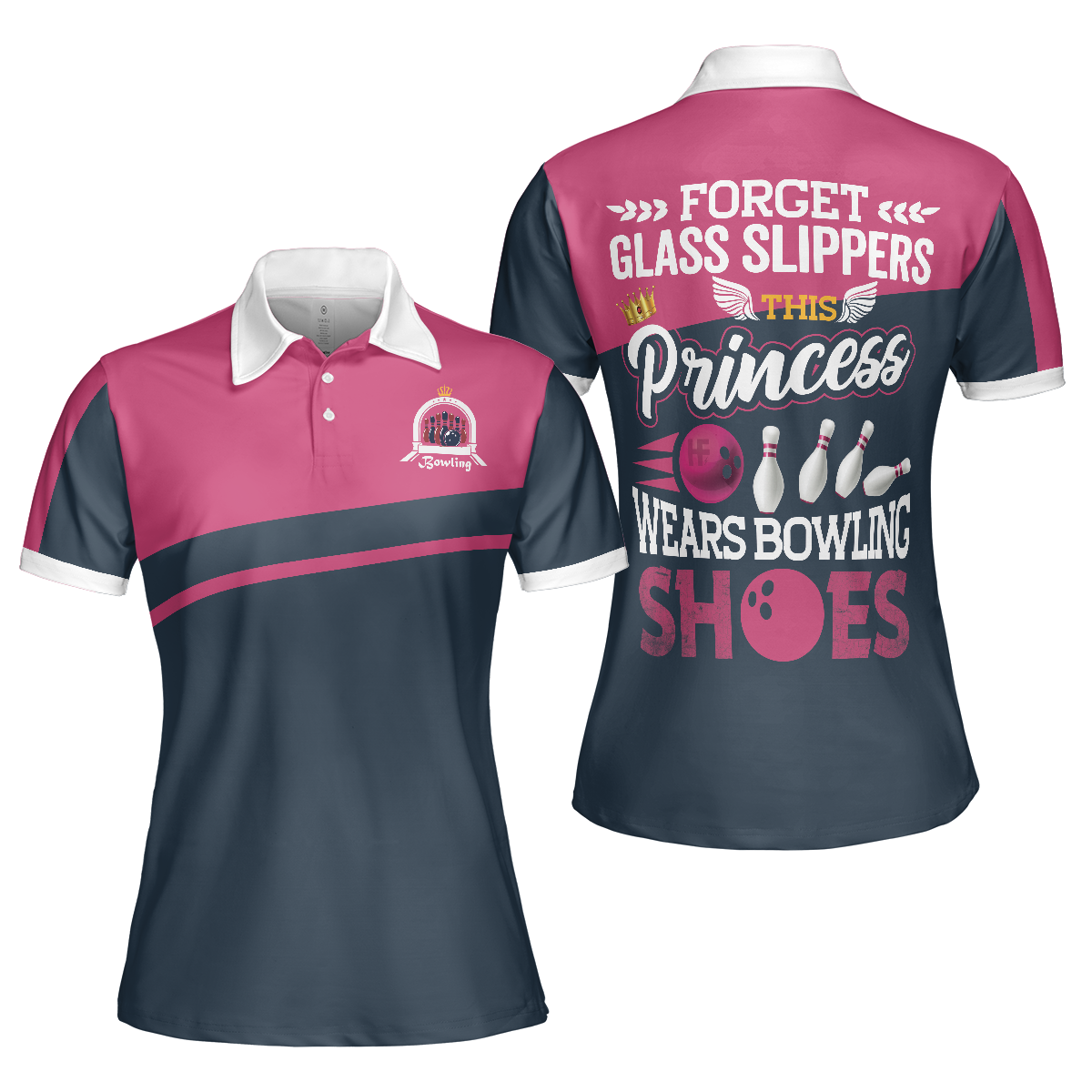 This Princess Wears Bowling Shoes Womens Bowling Shirt Short Sleeve Women Polo Shirt - 1