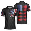 Black American Flag Bowling Polo Shirt Cool USA Flag Bowling Shirt For Men - 1