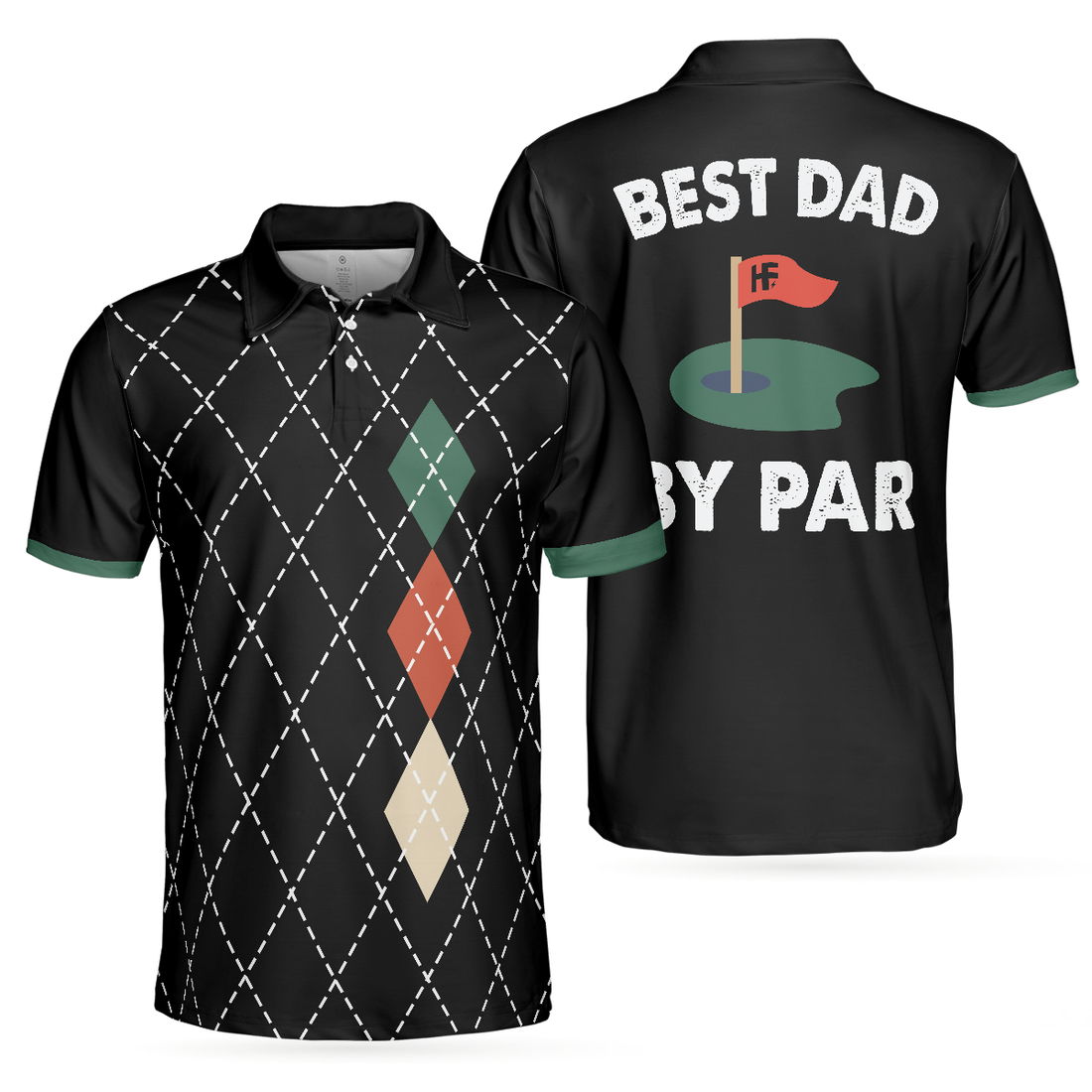 Best Dad By Par Polo Shirt Best Argyle Pattern Golf Shirt For Male Golf Gift Idea For Dad On Fathers Day - 1