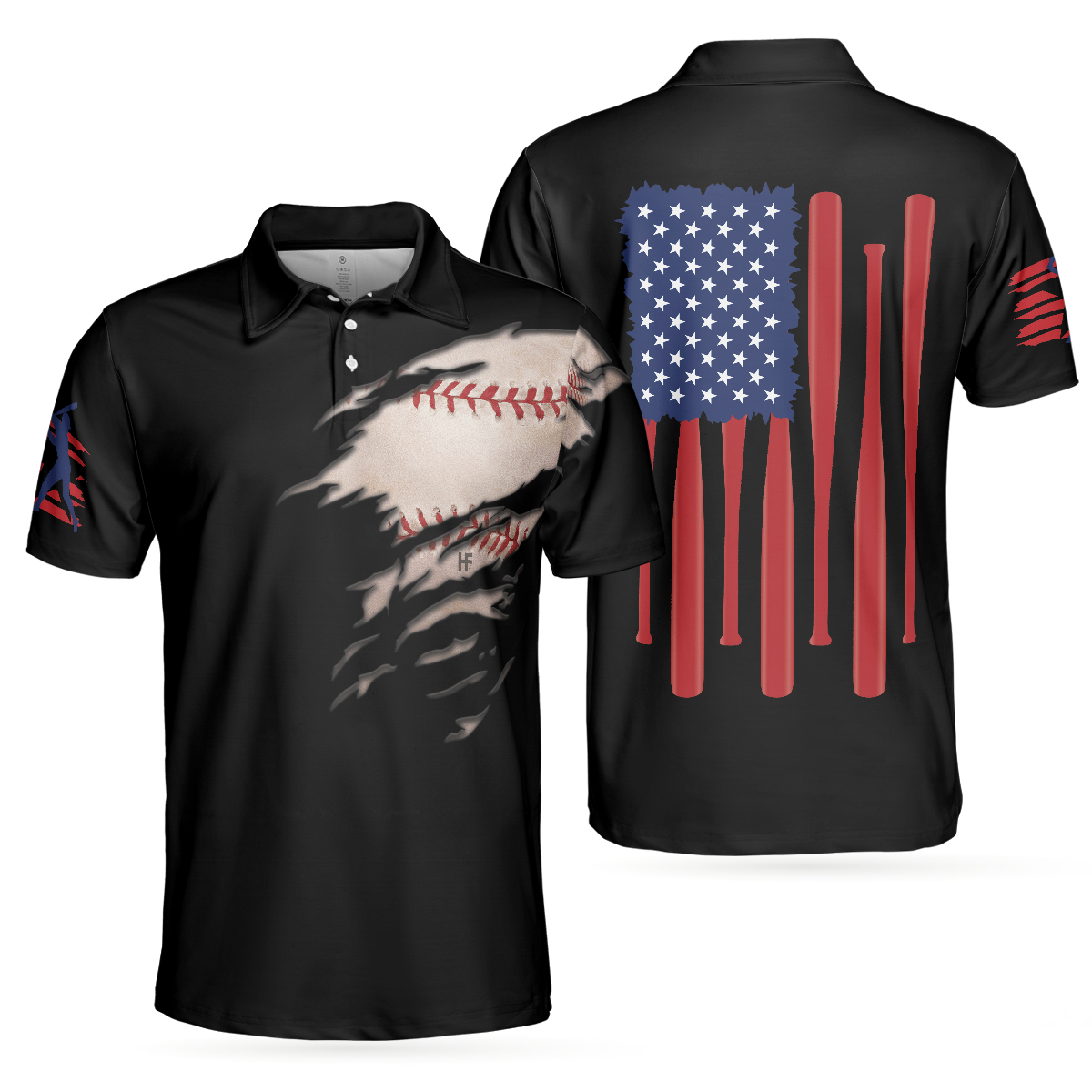 America Baseball Polo Shirt American Flag Baseball Shirt For Men - 1