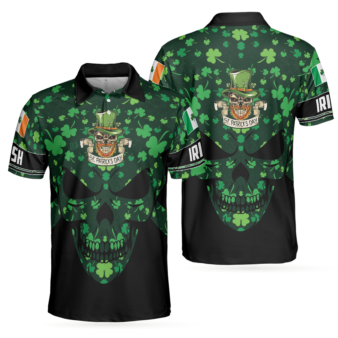 St Patricks Day Skull Polo Shirt Cool Skull St Patricks Day Polo Shirt St Patrick Shirt For Men - 1