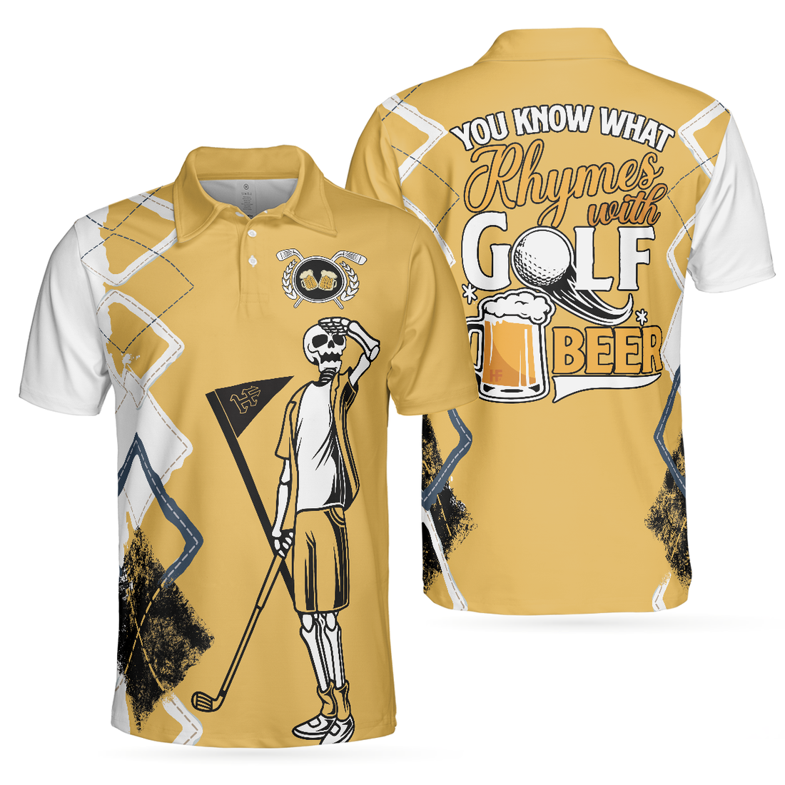 You Know What Rhymes With Golf Beer Polo Shirt Funny Golf Shirt With Sayings Gift For Male Golfers - 1