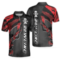 Coolest Skull Bowling With Camouflage Pattern Bowling Polo Shirt Camo Bowling Shirt For Men - 1