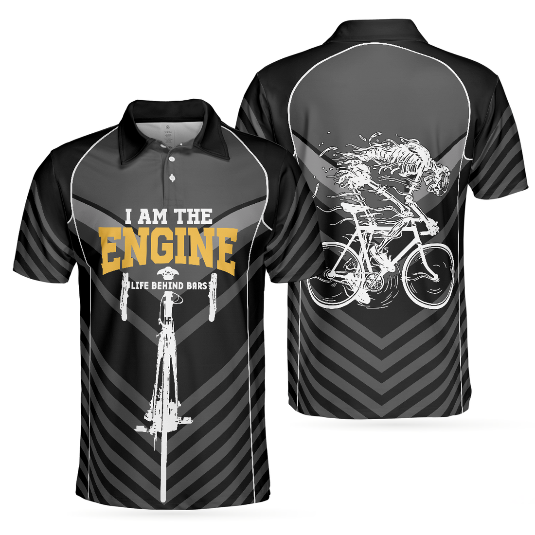 I Am The Engine Cycling Polo Shirt Skeleton Cyclist Polo Shirt Best Cycling Shirt For Men - 1