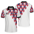 Golf Argyle Pattern Short Sleeve Golf Polo Shirt American Flag Polo Shirt Patriotic Golf Shirt For Men - 1