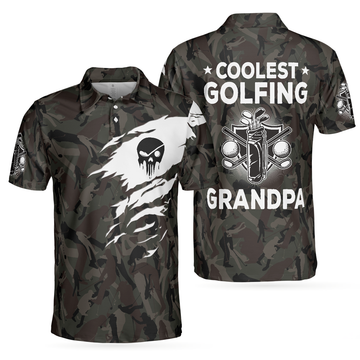 Coolest Golfing Grandpa Camouflage Pattern Golf Polo Shirt - 1