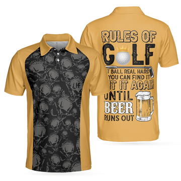 Rules Of Golf Polo Shirt Black And Orange Golfing Shirt With Sayings Cool Golf Gift For Beer Lovers - 1