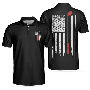 Golf Nation Short Sleeve Golf Polo Shirt Black And White American Flag Polo Shirt Patriotic Golf Shirt For Men - 1