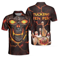 Tucking Fen Pin Polo Shirt Skull Bowling Polo Shirt Design Scary Halloween Gift For Bowling Lovers - 1