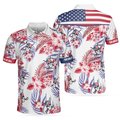 Seamless Tropical Pattern Golf Skull America Polo Shirt Texas Bluebonnet Golf Shirt For Men - 1