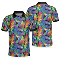 Rainbow Rose Polo Shirt Colorful Roses Pattern Polo Shirt For Men - 1