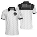 Golf Ball Pattern Skull Polo Shirt Black And White American Flag Polo Shirt Best Golf Shirt For Men - 1