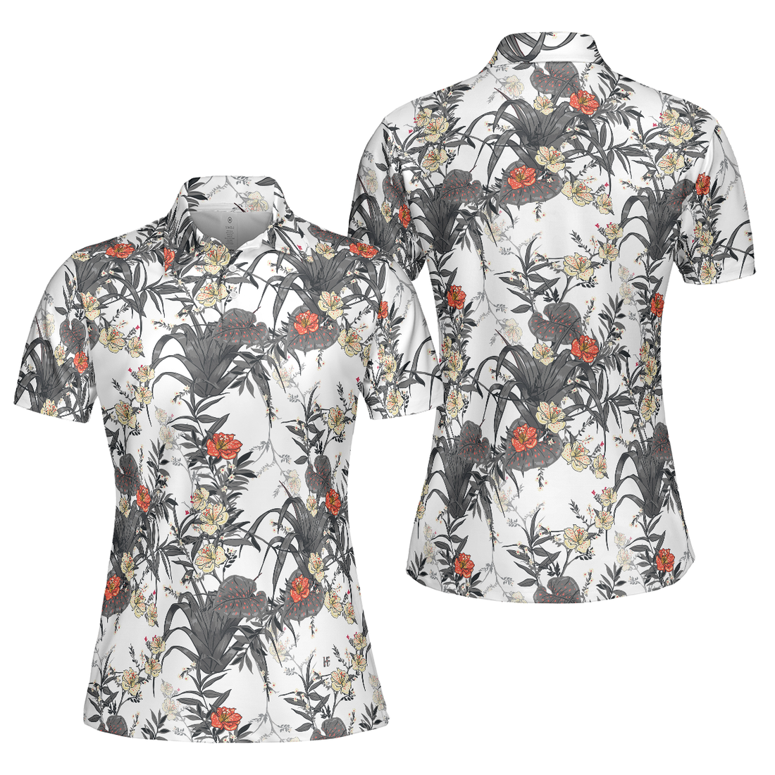 Tropical Flowers Shirt Short Sleeve Women Polo Shirt - 1