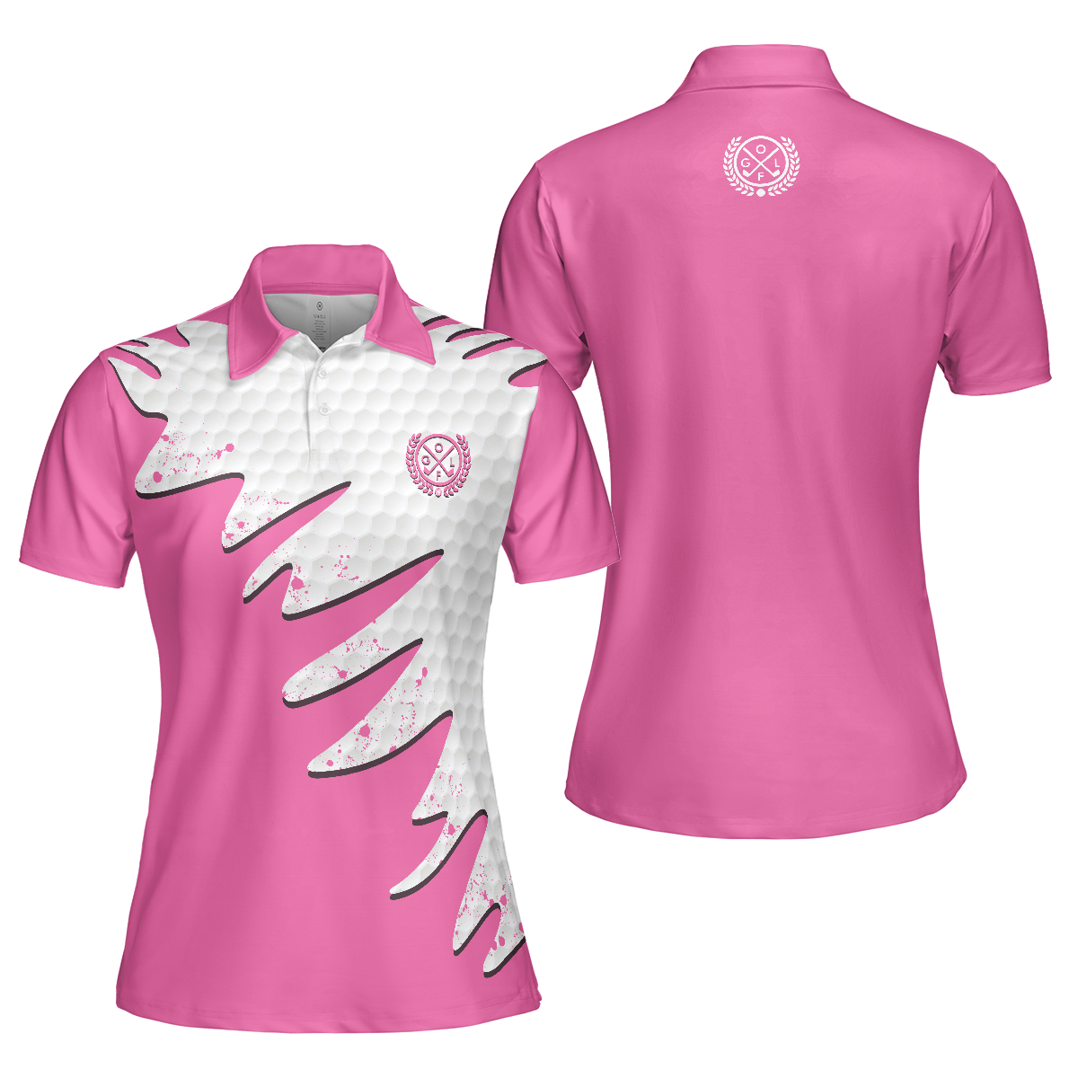 Golf Ball Texture With Pink Color Golf Short Sleeve Women Polo Shirt Pink Golf Shirt For Women - 1