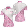 Golf Spirit In Pink Golf Short Sleeve Women Polo Shirt White And Pink Golf Shirt For Ladies Unique Female Golf Gift - 1