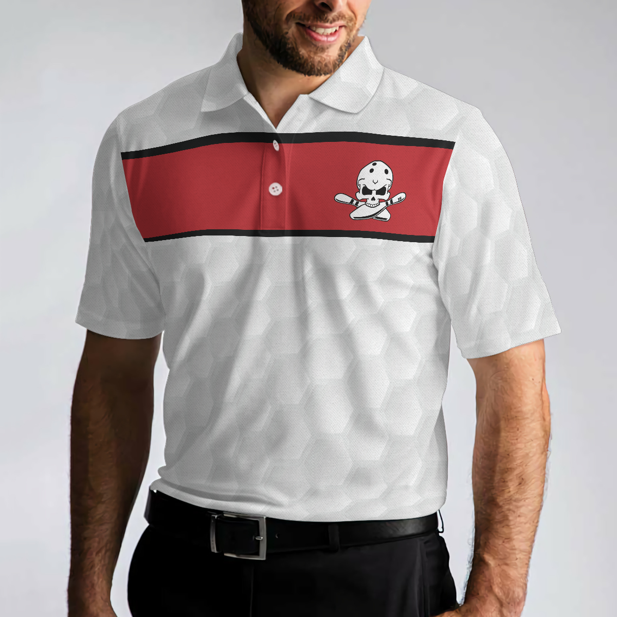 Bowling Skull Polo Shirt Red And White Skull Bowling Shirt Design Basic Shirt For Bowling Lovers - 5