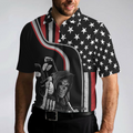 Reaper American Flag Short Sleeve Golf Polo Shirt Black Theme Reaper Golfer Golf Shirt For Men - 4