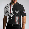 SM2 Skull Black And White American Flag Polo Shirt - 4