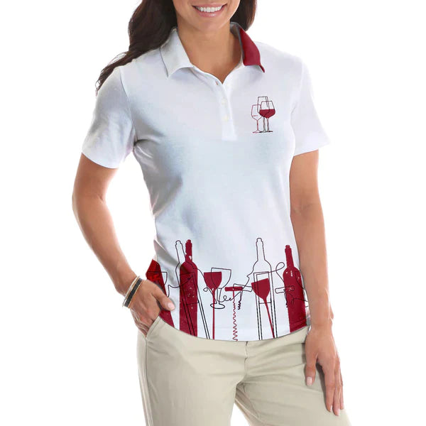 Im A Simple Woman Short Sleeve Women Polo Shirt, Wine Golf Shirt For Ladies Golf Gift For Wine Lovers