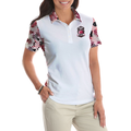 I Golf Like A Girl Try To Keep Up Flower Seamless Pattern Short Sleeve Women Polo Shirt - 5