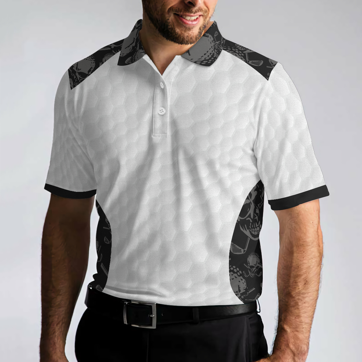 Grip It Rip It Sip It Golf White Polo Shirt Skull Pattern Shirt For Christmas Scary Gift Idea For Golfers - 4