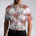 Texas Longhorn Bluebonnet and Armadillo Polo Shirt Floral Texas State Polo Shirt Texas Proud Shirt For Men - 2